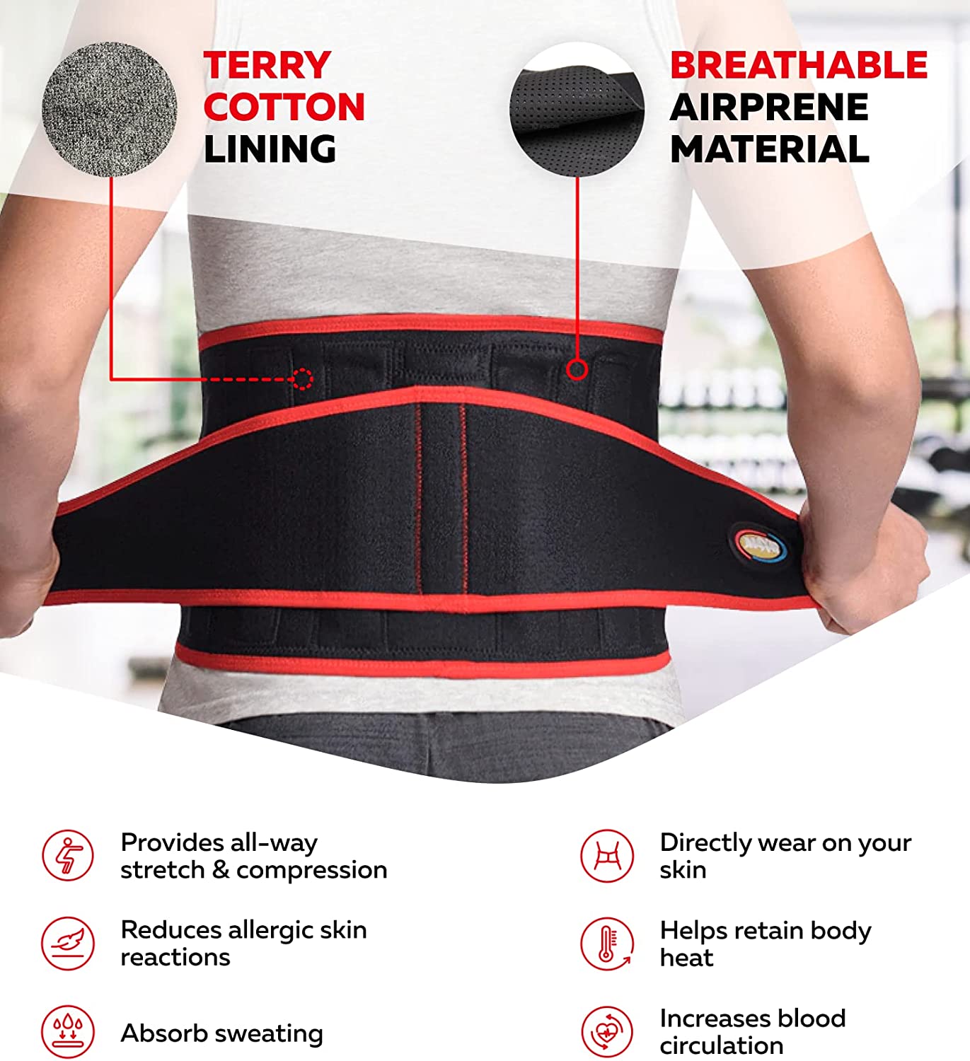 MAXAR Airprene Bio-Magnetic Sports Back Support Belt